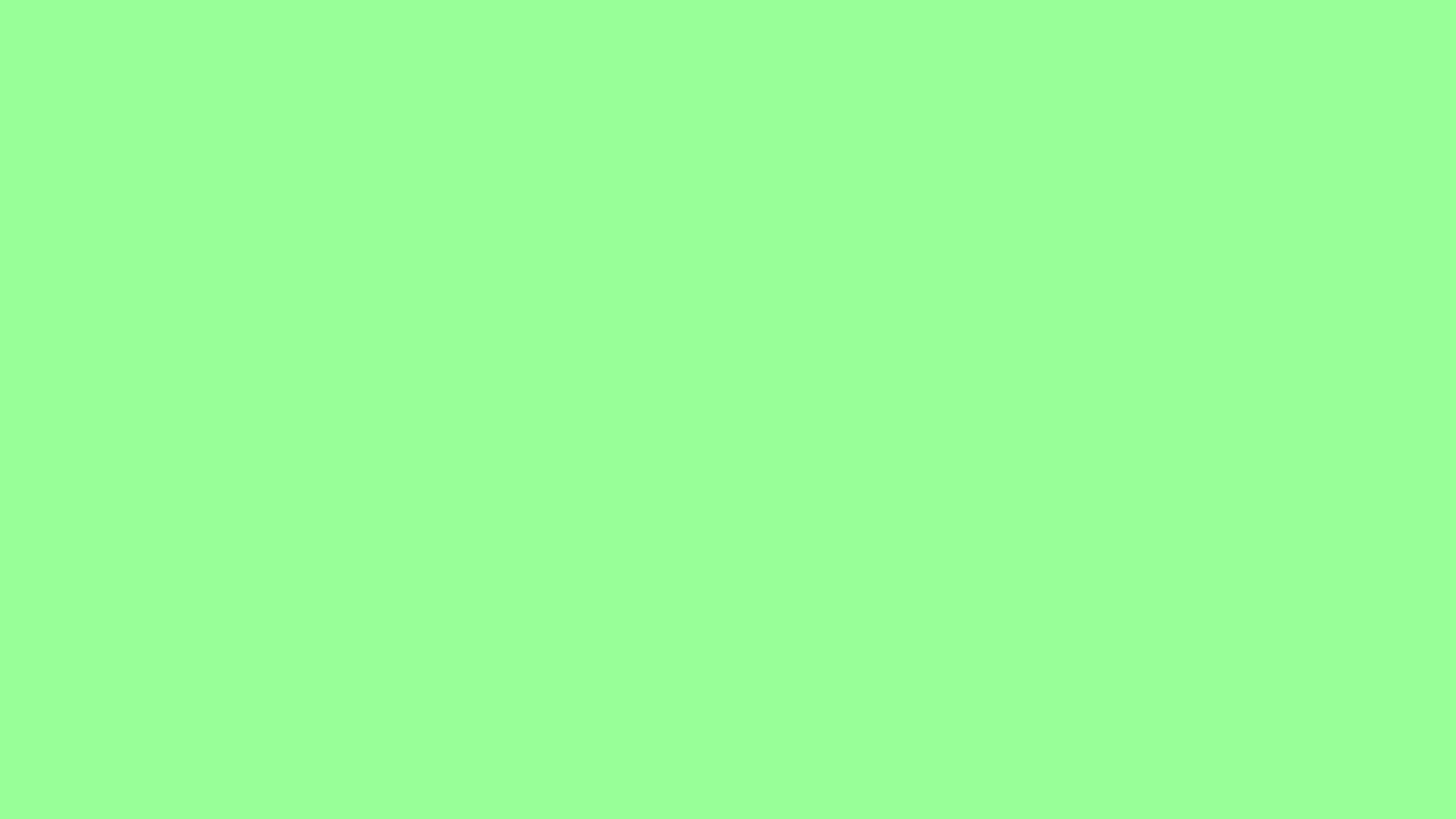 Solid mint background 2560x1440, hex #98FF98