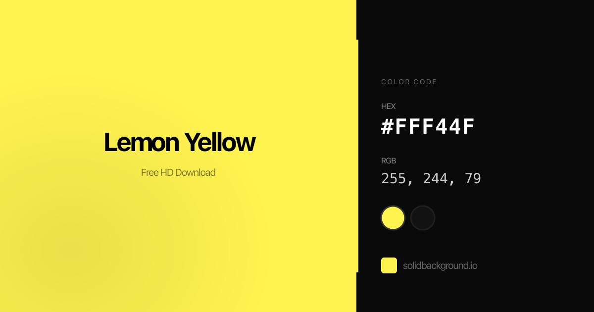 Fff44f Color Solid Lemon Yellow Background #FFF44F - Free Download